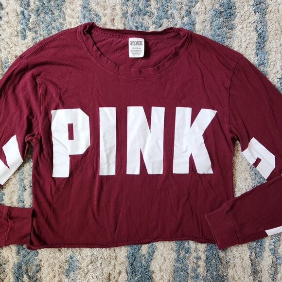 PINK Victoria’s Secret Long Sleeve Oversized Cropped Top || Small GUC - Picture 2 of 14